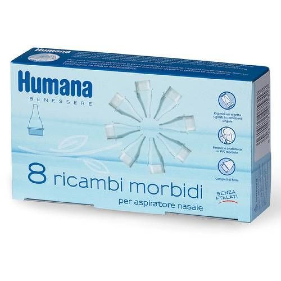 SET RICAMBI MORBIDI PER ASPIRATORE NASALE HUMANA 8 PEZZI