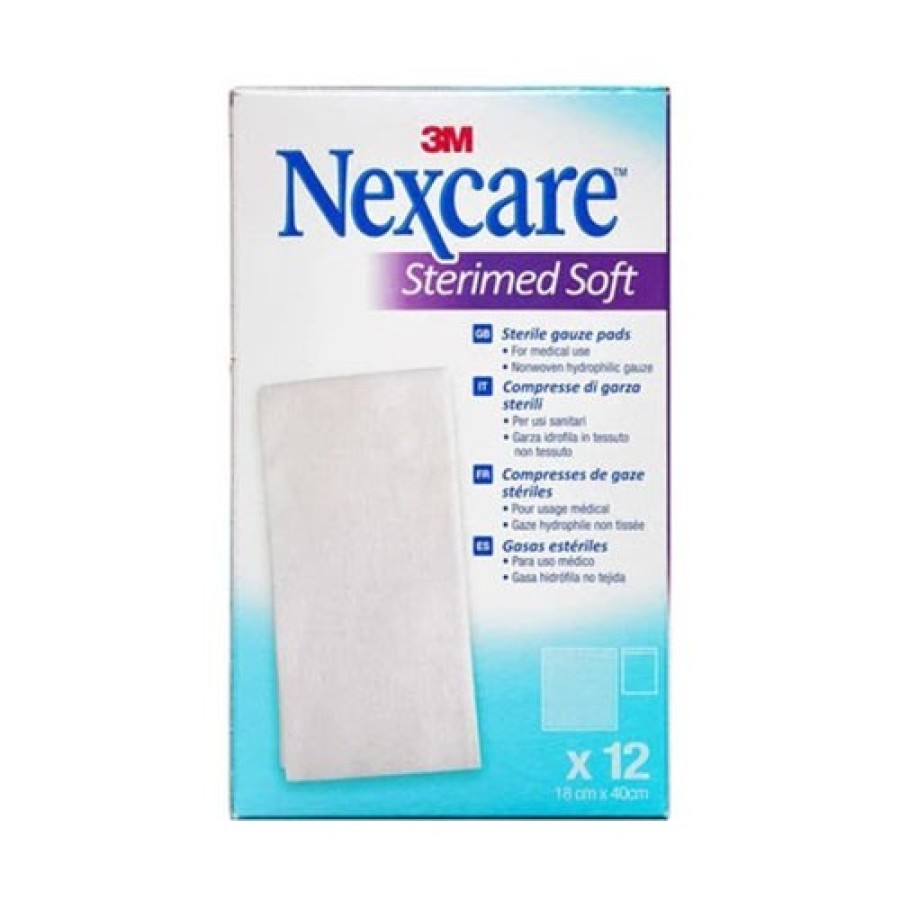 COMPRESSE DI GARZA STERILI NEXCARE STERIMED SOFT 18 X 40 CM  MULTILINGUAL 12 PEZZI