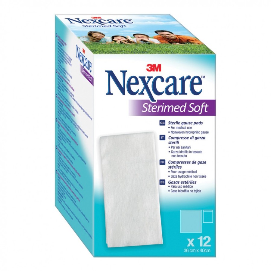 COMPRESSE DI GARZA STERILI NEXCARE STERIMED SOFT 36 X 40 CM  MULTILINGUAL 12 PEZZI