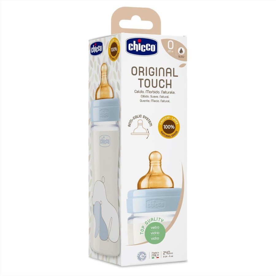 CHICCO BIBERON ORIGINAL 240ML VETRO 1 FORO 1 FORO BOY CON TETTARELLA IN CAUCCIU'