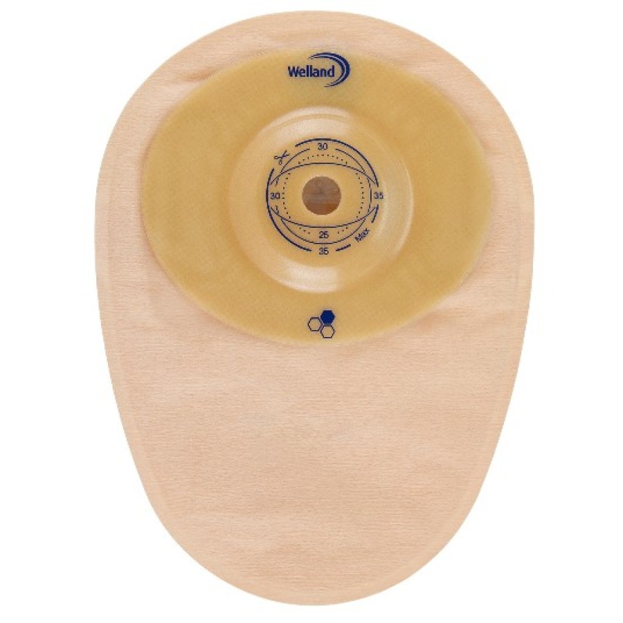 SACCA PER COLOSTOMIA WELLAND AURUM PROFILE COLO MIDI OPACA PRETAGLIATA DIAMETRO 13-48 MM INIZIO CONVESSITA' 48 MM 10 PEZZI